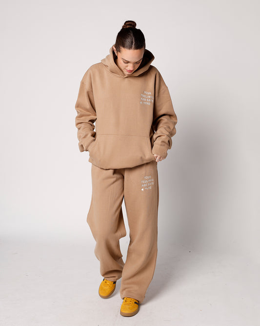 wide leg joggers brown joggers your feelings are safe lounge set cozy sweats 