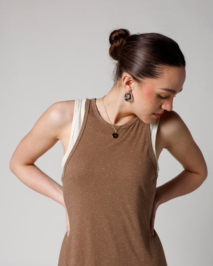 SAND TOYS LAYERED TANK DRESS X MOCHA OATMEAL
