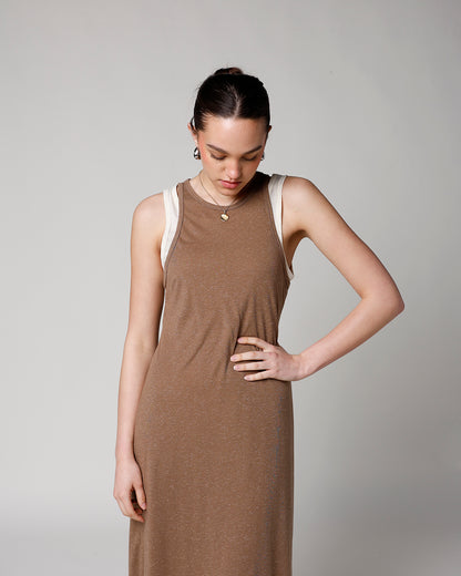 SAND TOYS LAYERED TANK DRESS X MOCHA OATMEAL