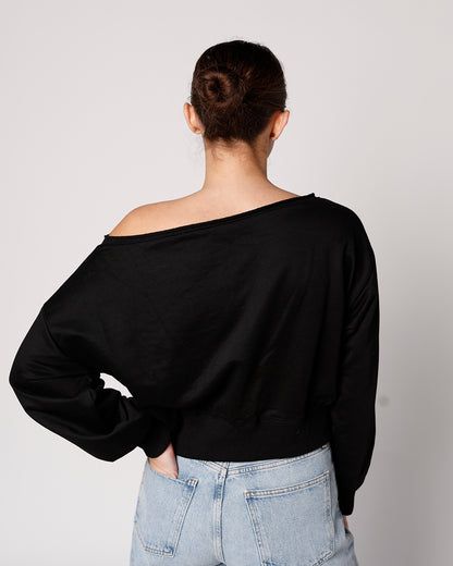 FIRESIDE OFF THE SHOULDER SWEATSHIRT X BLACK