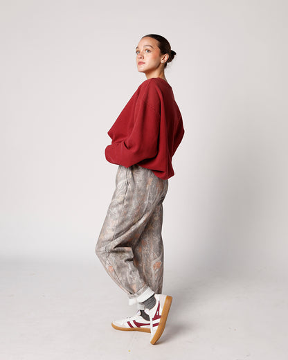 DAYDREAMER SOLID OVERSIZED CREW X SUNFADED MERLOT