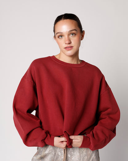 DAYDREAMER SOLID OVERSIZED CREW X SUNFADED MERLOT