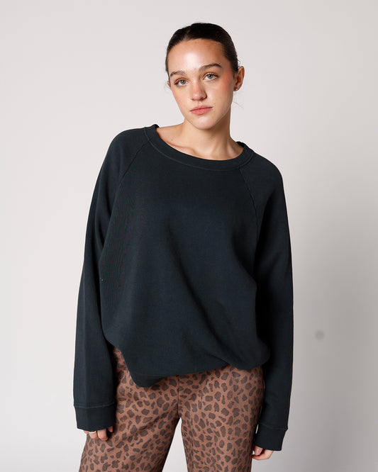 comfy crew neck daydreamer oversized crew neck black sweatshirt