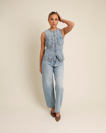 PISTOLA WES HIGH RISE BARREL JEAN IN GAZE