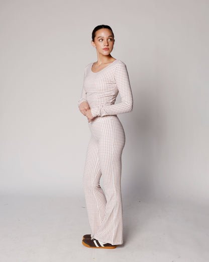 GINGHAM GIRLIE FLARE LEGGINGS