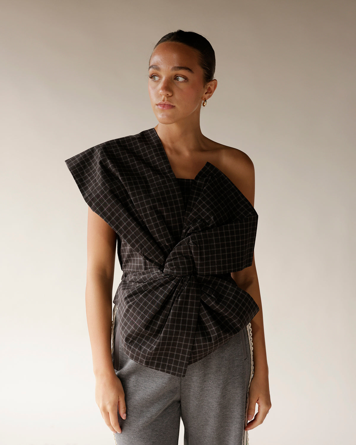 MAUDE GIA PLAID BOW TOP