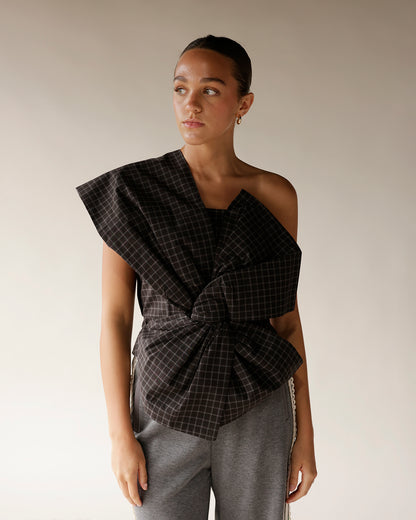 MAUDE GIA PLAID BOW TOP