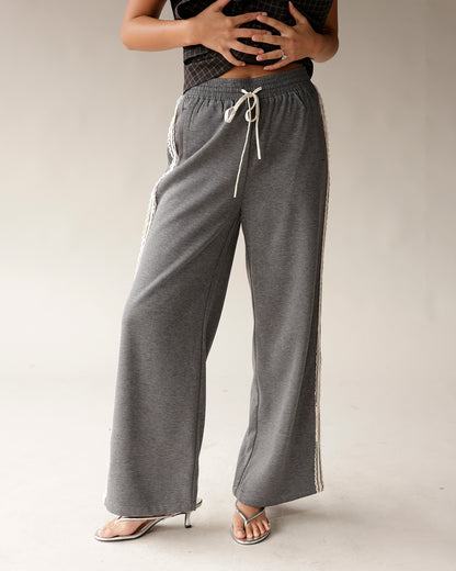 business casual pants grey track pants lace track pants comfy everyday pants 