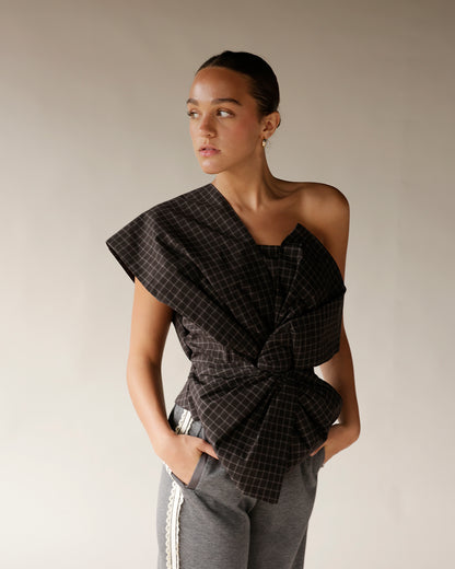 MAUDE GIA PLAID BOW TOP