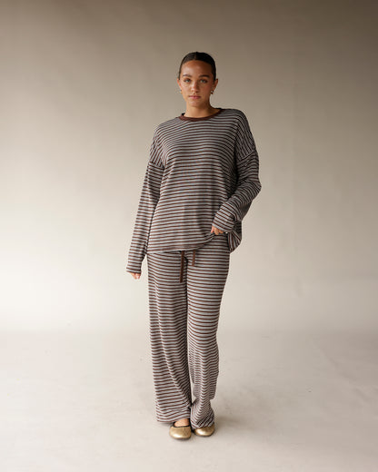 COUCH CLUB STRIPED LOUNGE PANT X BROWN