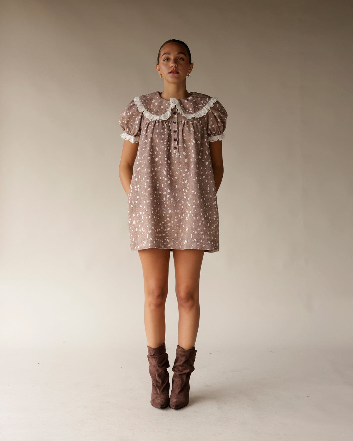 SOFIE THE LABEL FAWN PETER PAN COLLAR MINI DRESS