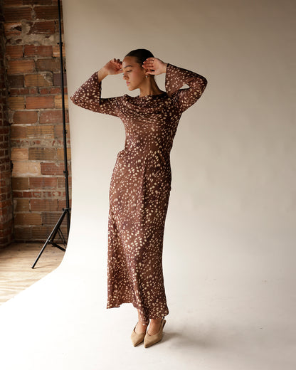 SOFIE THE LABEL FAWN LONG SLEEVE MAXI DRESS