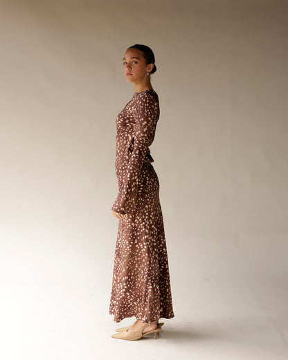 SOFIE THE LABEL FAWN LONG SLEEVE MAXI DRESS