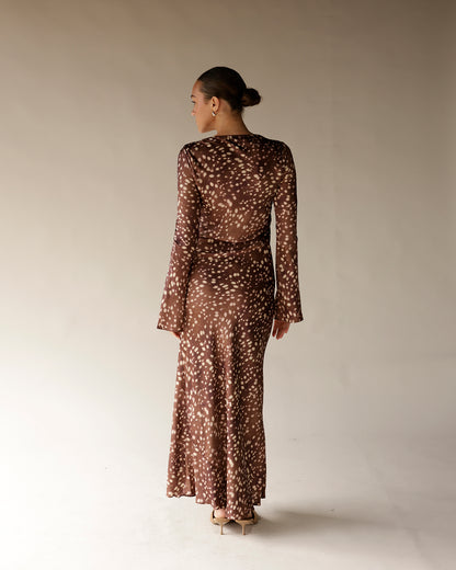 SOFIE THE LABEL FAWN LONG SLEEVE MAXI DRESS