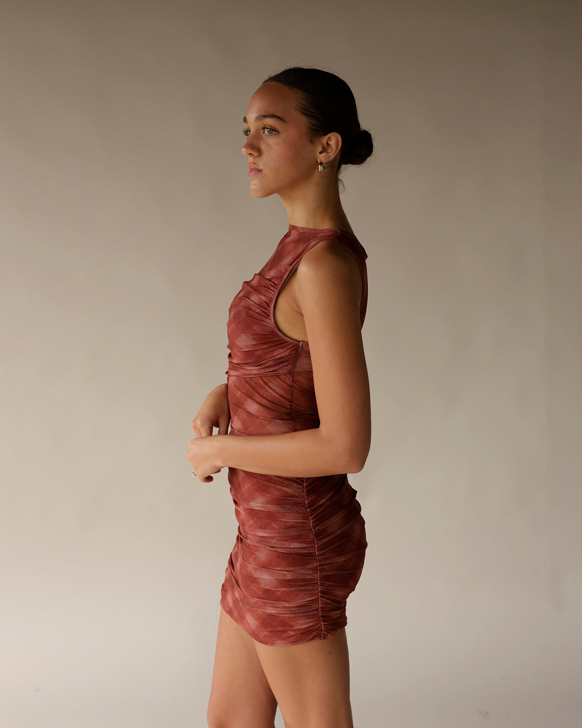 NIA TEMPEST RUST MIDI DRESS