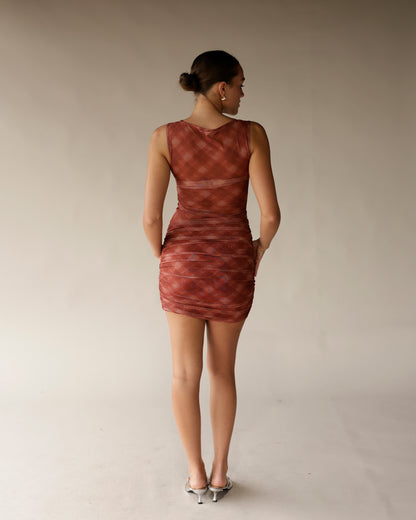 NIA TEMPEST RUST MIDI DRESS