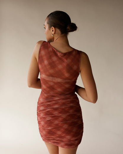 NIA TEMPEST RUST MIDI DRESS