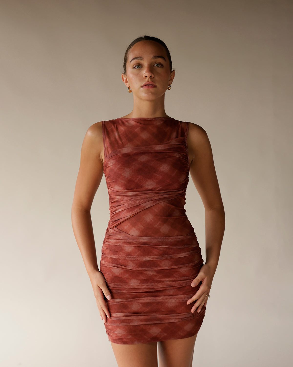 NIA TEMPEST RUST MIDI DRESS