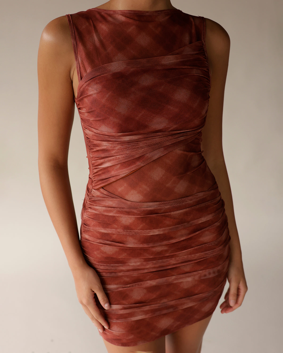 NIA TEMPEST RUST MIDI DRESS