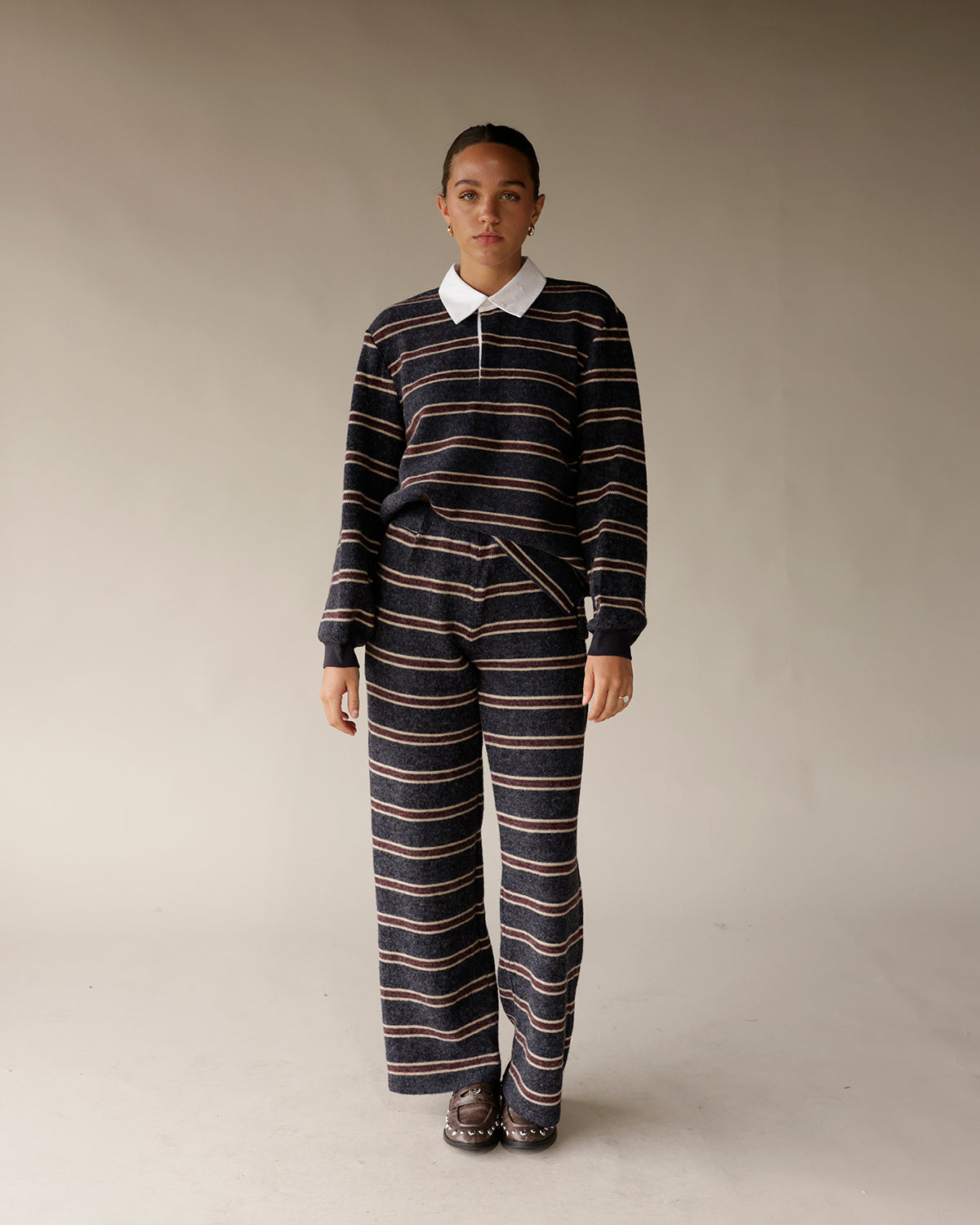 MAUDE KATE STRIPE POLO TOP