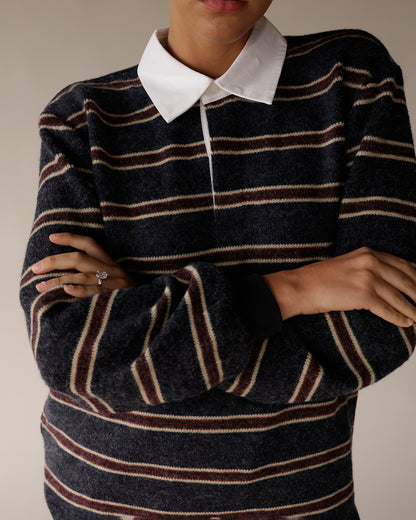 MAUDE KATE STRIPE POLO TOP