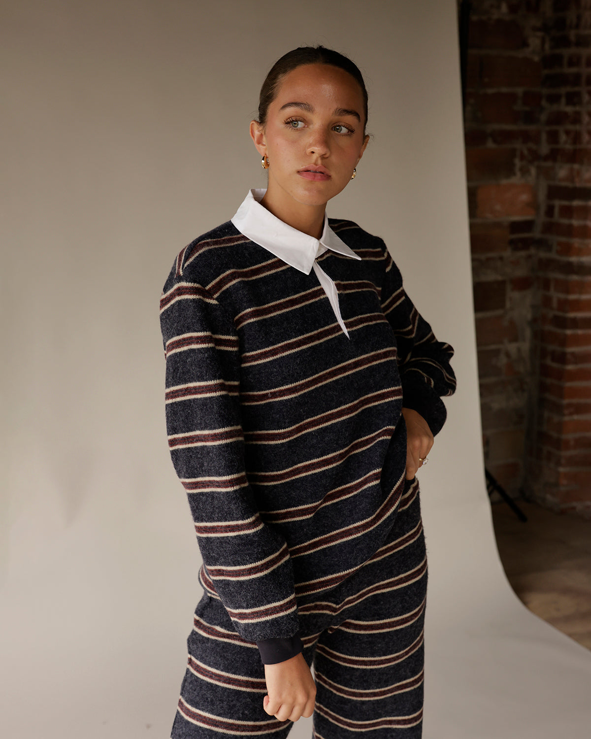 MAUDE KATE STRIPE POLO TOP