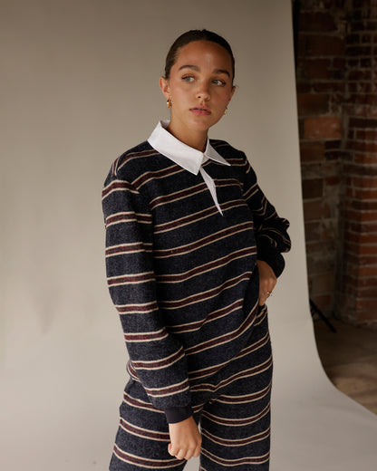 MAUDE KATE STRIPE POLO TOP