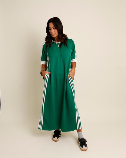 Green midi jersey track dress 