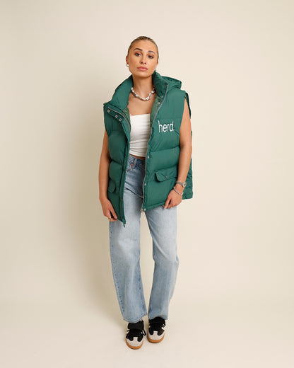 "herd" green puffer vest 