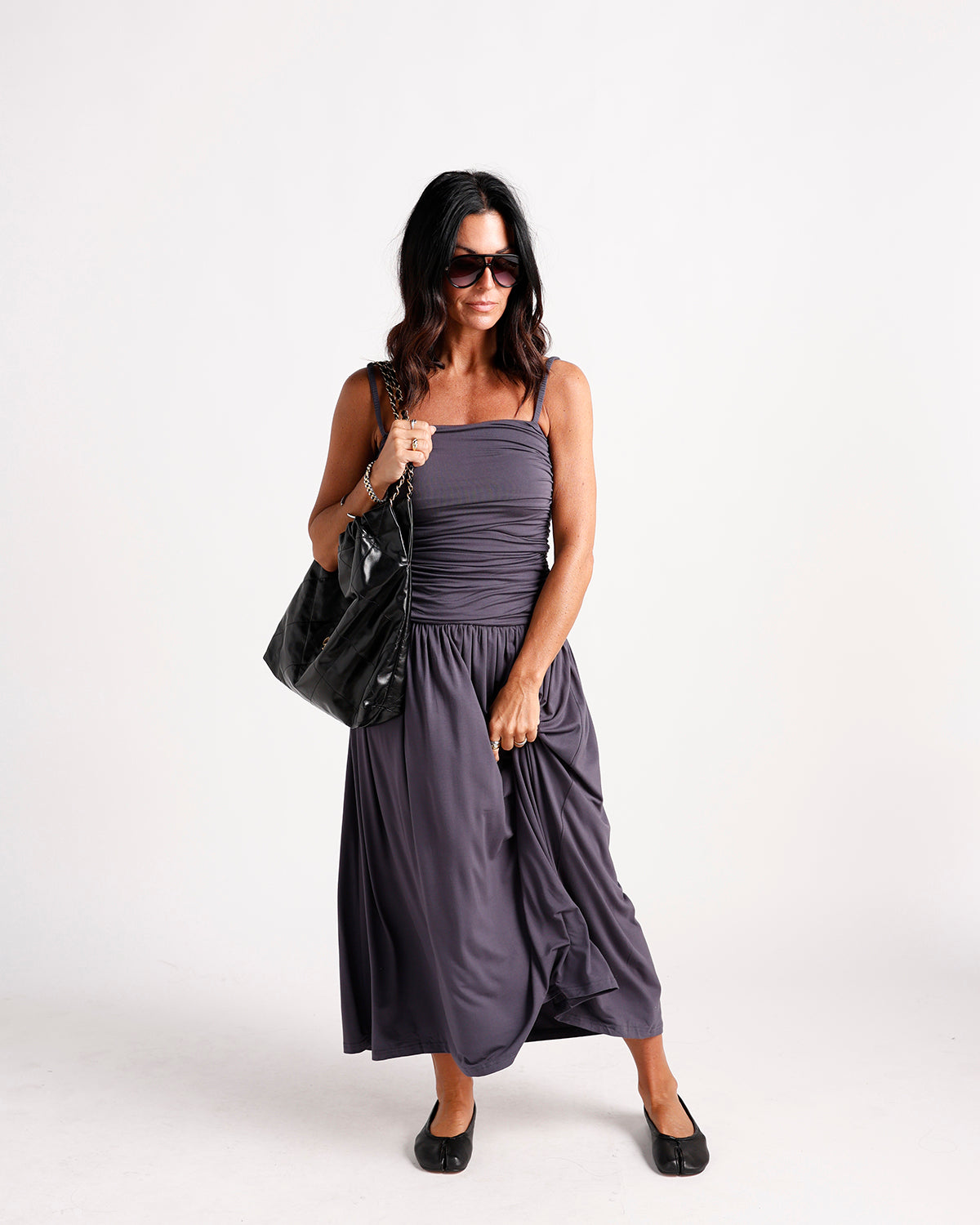 dark grey maxi dress THE HIP EAGLE BOUTIQUE Do we remember the Silicone taping ensures a JULY_44 COLOR:FOREST GREEN