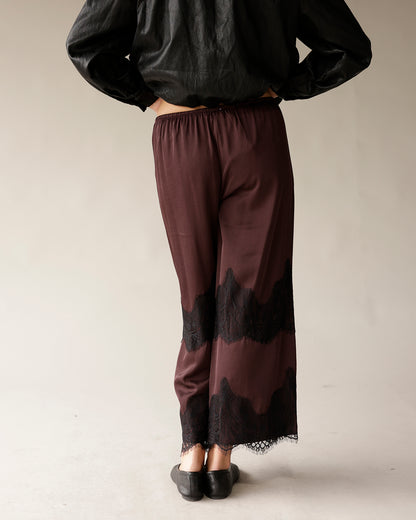 PARIS NIGHTS BROWN PANTS X BLACK LACE HEM