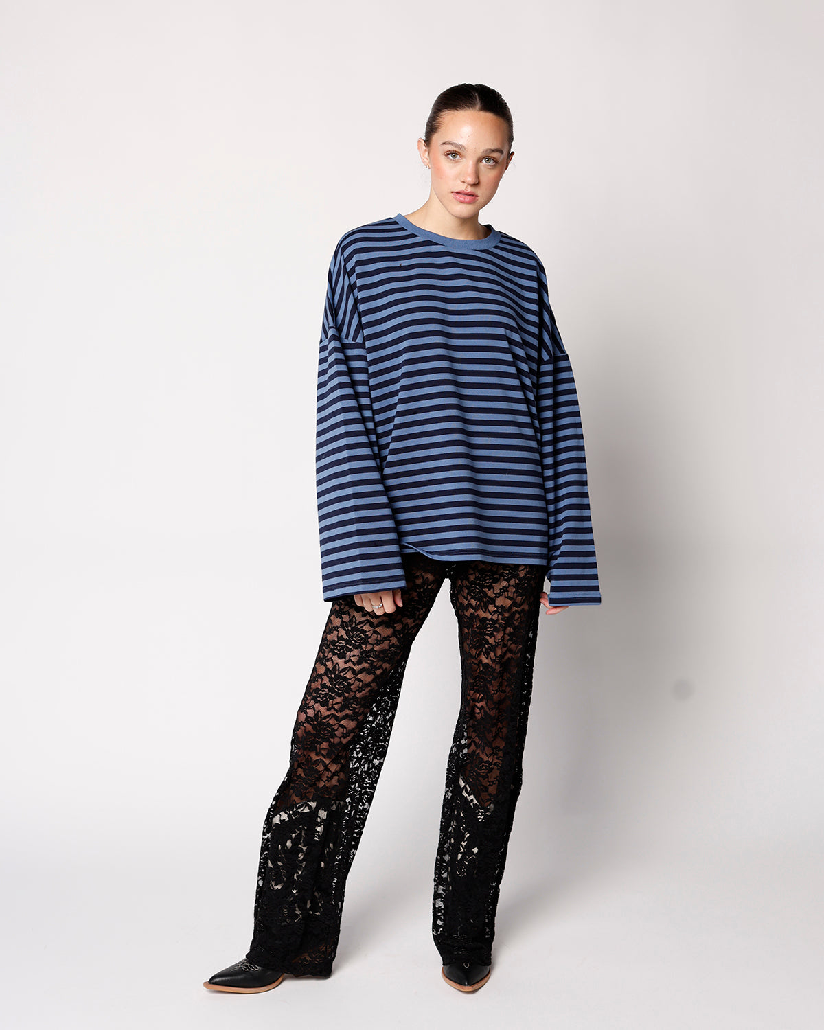 DEEP SEA STRIPED LONG SLEEVE TOP