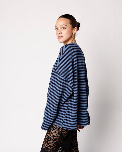 DEEP SEA STRIPED LONG SLEEVE TOP