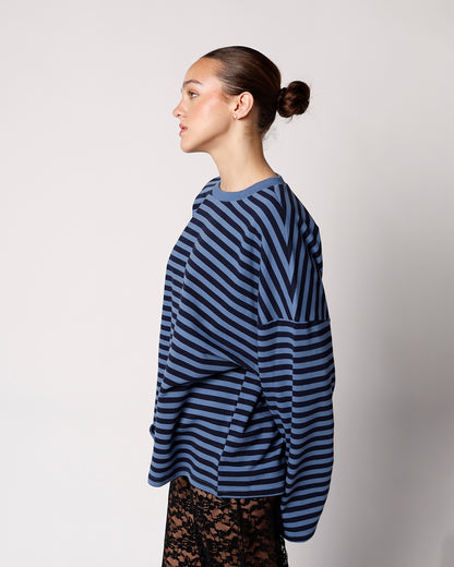 DEEP SEA STRIPED LONG SLEEVE TOP