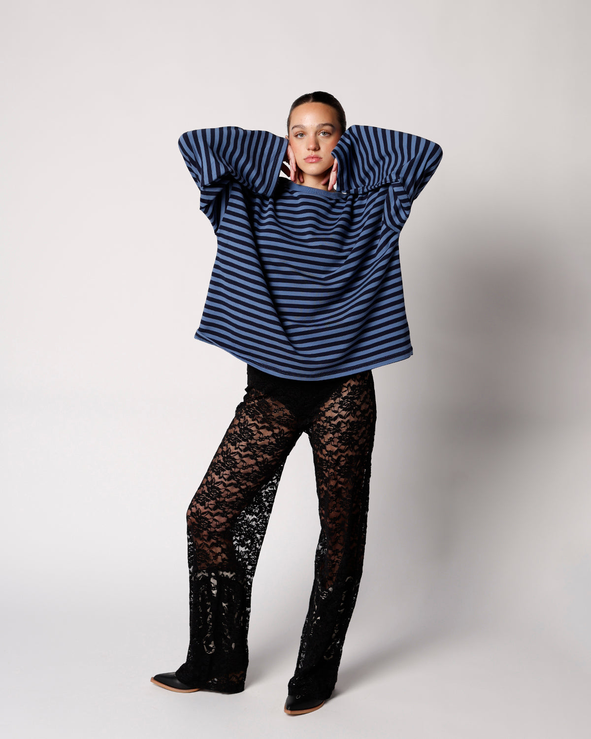 DEEP SEA STRIPED LONG SLEEVE TOP