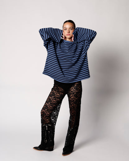 DEEP SEA STRIPED LONG SLEEVE TOP