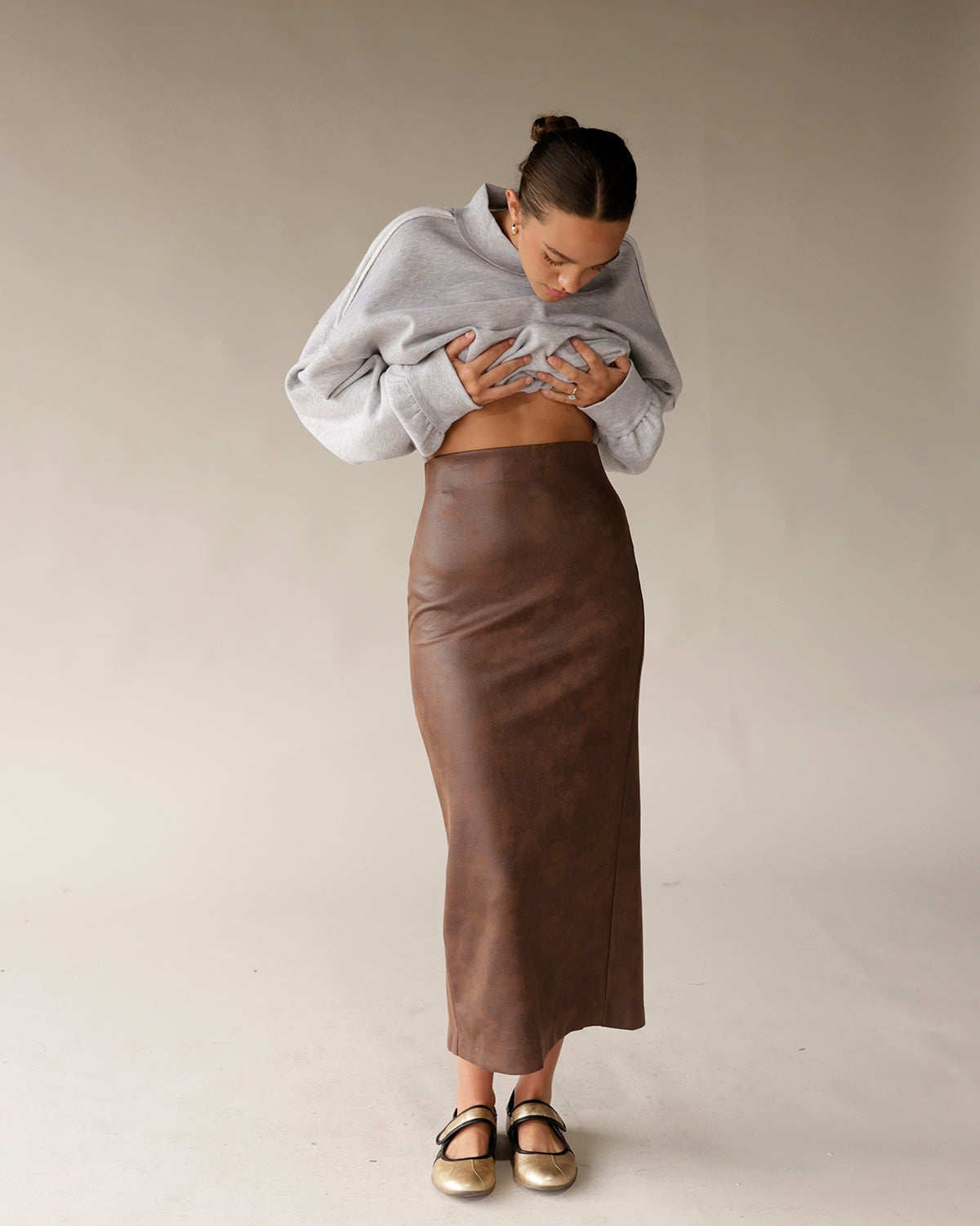 NIA ELODIE FAUX LEATHER SKIRT