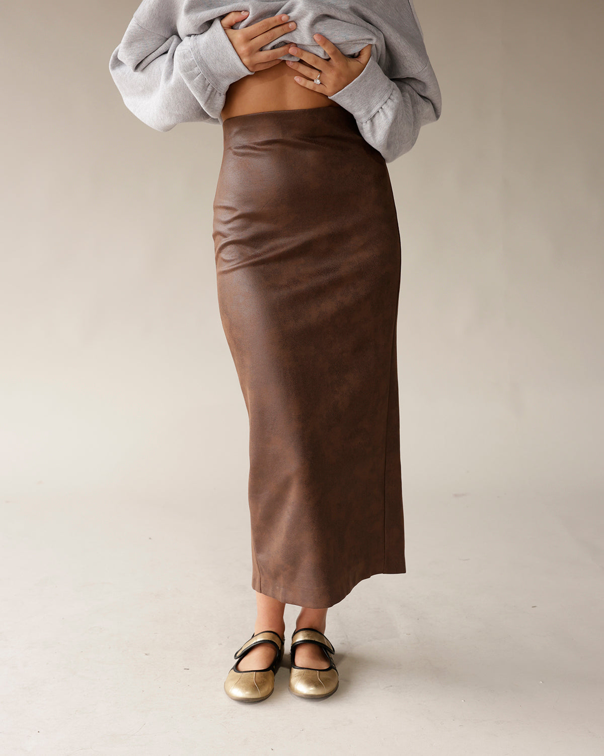 NIA ELODIE FAUX LEATHER SKIRT