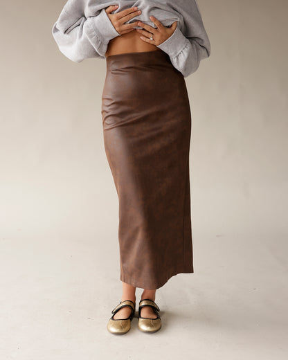 NIA ELODIE FAUX LEATHER SKIRT