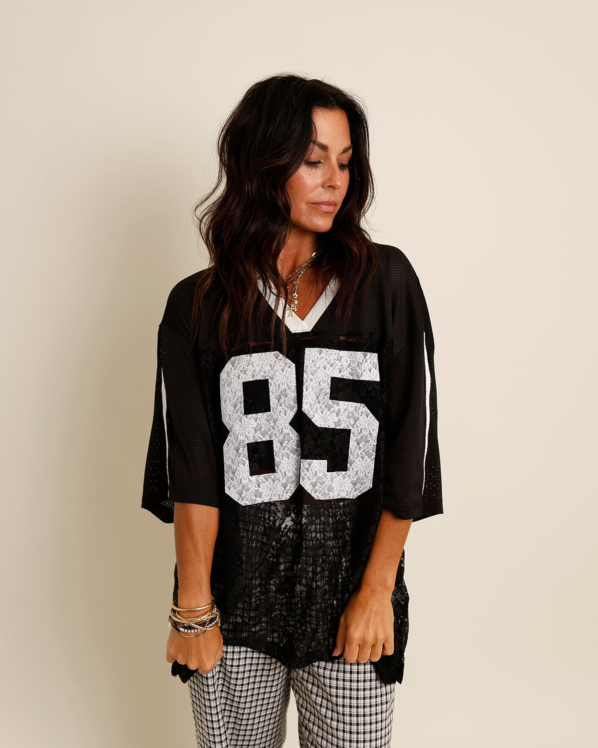 black and white lace "85" jersey 