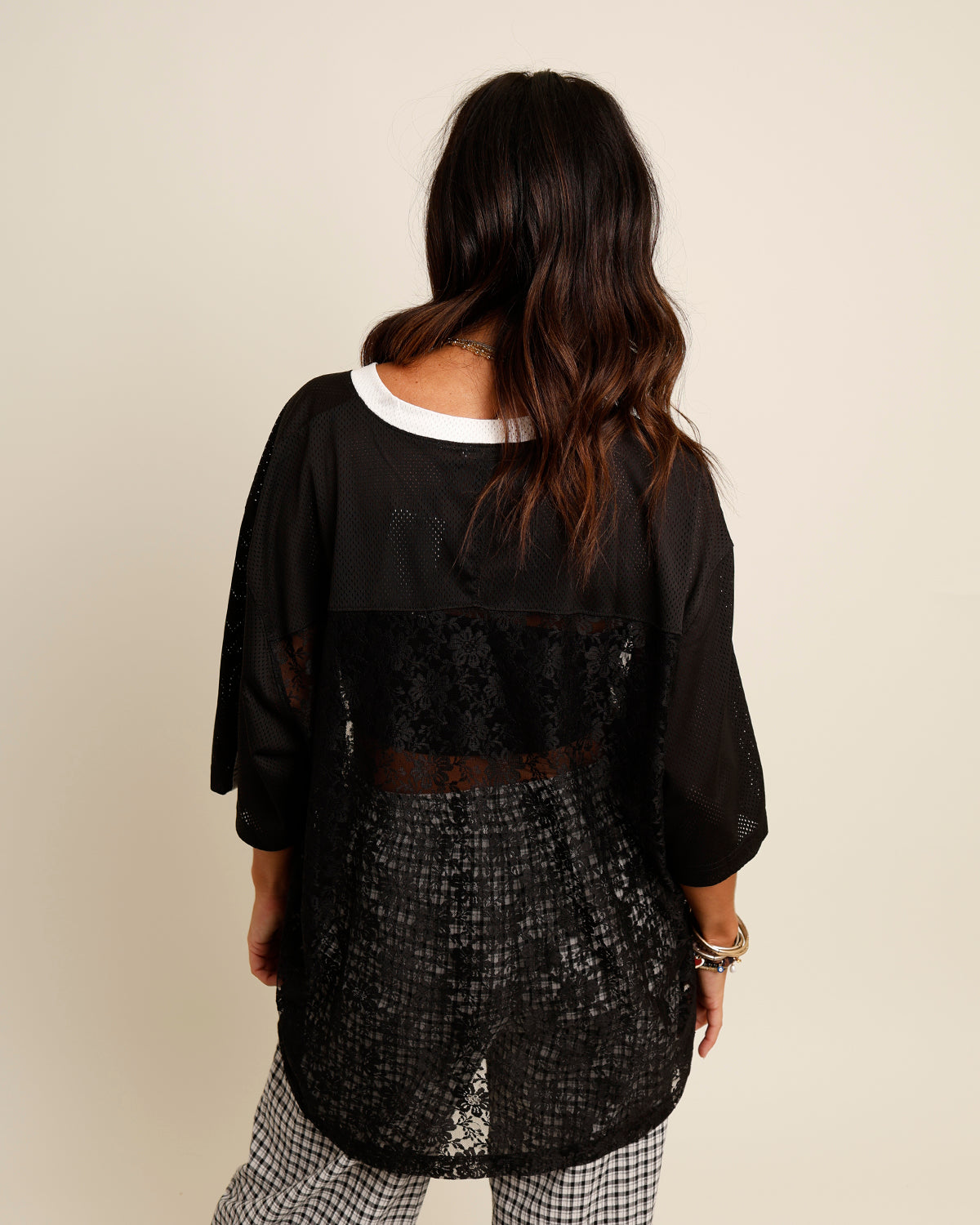 QB CUTIE SHEER LACE JERSEY X BLACK