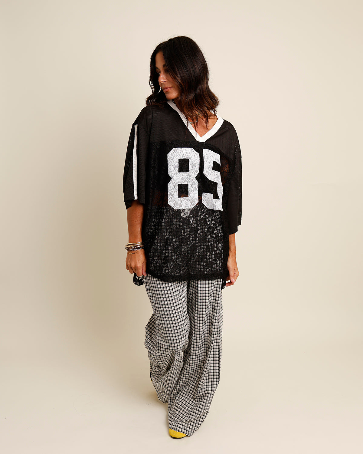 QB CUTIE SHEER LACE JERSEY X BLACK