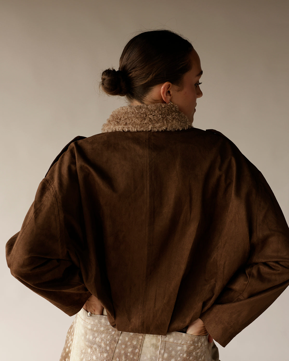MOONRIVER SHEARLING COLLAR SUEDE JACKET