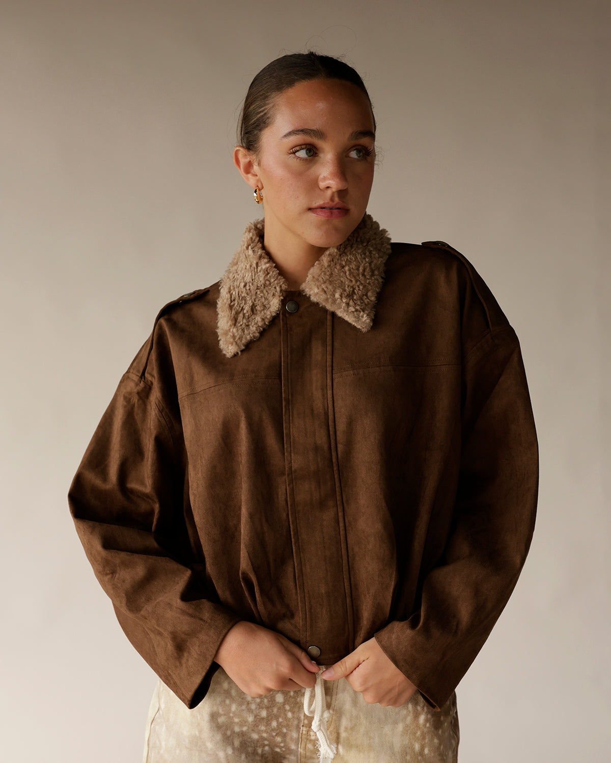 MOONRIVER SHEARLING COLLAR SUEDE JACKET