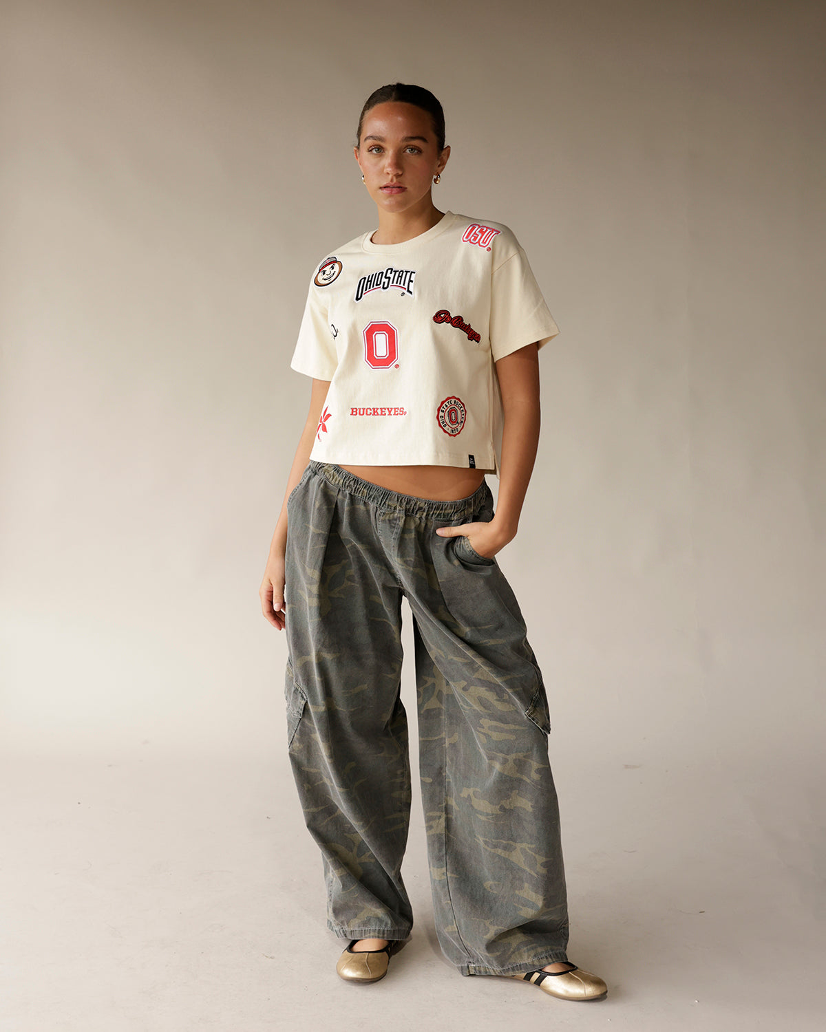 WASHED CAMO CARGO PANTS