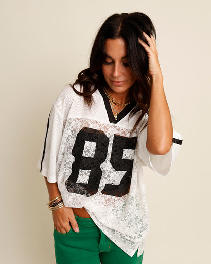 black and white lace "85" jersey 