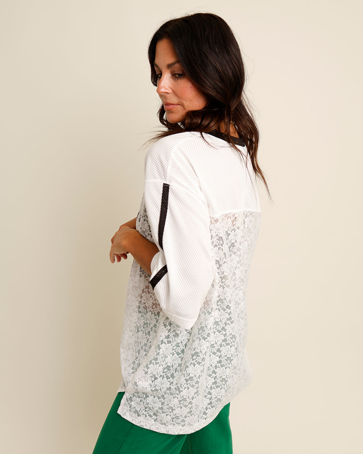 QB CUTIE SHEER LACE JERSEY X WHITE