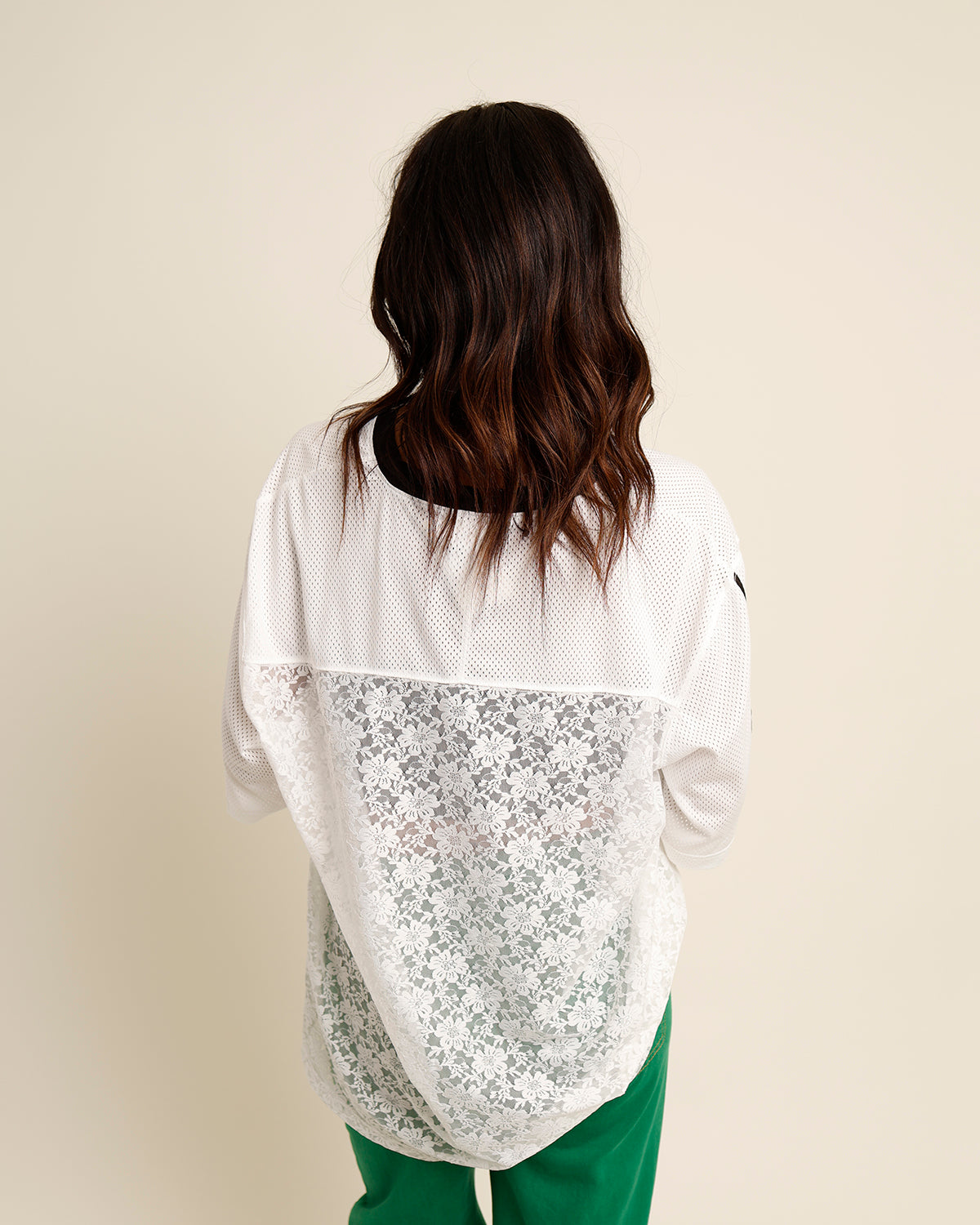 QB CUTIE SHEER LACE JERSEY X WHITE