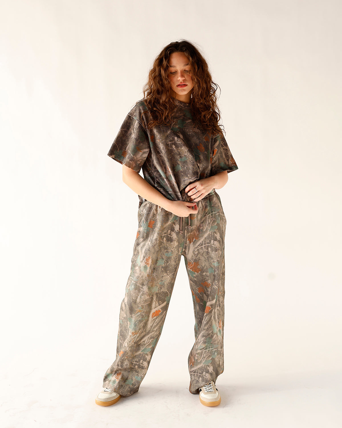 HIP OFF DUTY CAMO OVERSIZED WIDE-LEG SWEATS