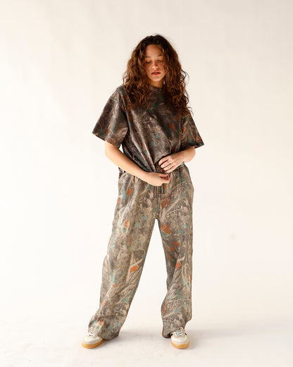 HIP OFF DUTY CAMO OVERSIZED WIDE-LEG SWEATS